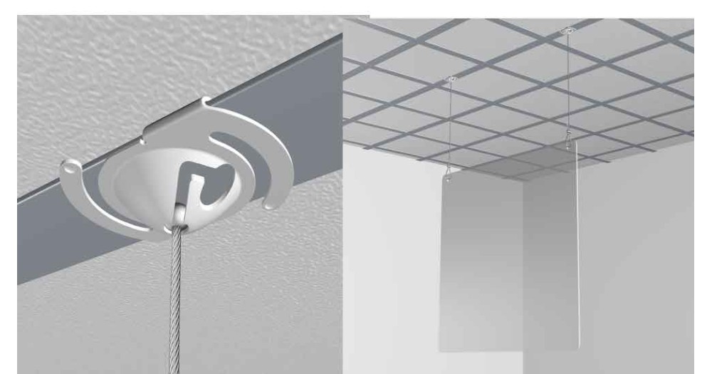 GeckoTeq Plafond clip metaal in wit compleet met 200cm draad